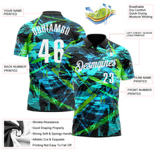 Load image into Gallery viewer, Custom Black White 3D Bowling Abstract Grunge Art Performance Polo Shirt