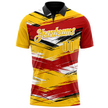 Загрузить изображение в средство просмотра галереи, Custom Red Yellow-Black 3D Bowling Abstract Grunge Art Performance Polo Shirt