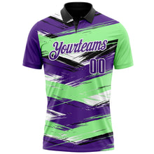 Загрузить изображение в средство просмотра галереи, Custom Pea Green Purple-Black 3D Bowling Abstract Grunge Art Performance Polo Shirt