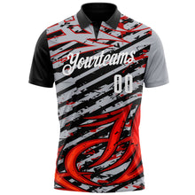 Загрузить изображение в средство просмотра галереи, Custom Gray Black-Red 3D Bowling Line Performance Polo Shirt