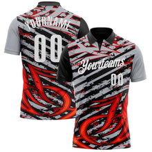 Загрузить изображение в средство просмотра галереи, Custom Gray Black-Red 3D Bowling Line Performance Polo Shirt