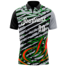 Charger l'image dans la galerie, Custom Gray Black Red-Grass Green3D Bowling Line Performance Polo Shirt