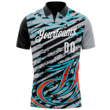 Загрузить изображение в средство просмотра галереи, Custom Gray Black Red-Lakes Blue 3D Bowling Line Performance Polo Shirt