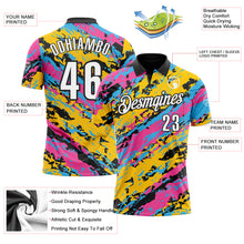 Загрузить изображение в средство просмотра галереи, Custom Black Pink Sky Blue-Gold 3D Bowling Abstract Grunge Art Performance Polo Shirt