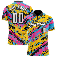 Загрузить изображение в средство просмотра галереи, Custom Black Pink Sky Blue-Gold 3D Bowling Abstract Grunge Art Performance Polo Shirt