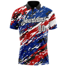 Загрузить изображение в средство просмотра галереи, Custom Black Red-Royal 3D Bowling Abstract Grunge Art Performance Polo Shirt