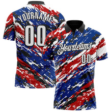 Загрузить изображение в средство просмотра галереи, Custom Black Red-Royal 3D Bowling Abstract Grunge Art Performance Polo Shirt