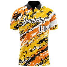 Загрузить изображение в средство просмотра галереи, Custom Black Bay Orange-Gold 3D Bowling Abstract Grunge Art Performance Polo Shirt