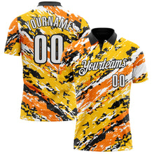 Загрузить изображение в средство просмотра галереи, Custom Black Bay Orange-Gold 3D Bowling Abstract Grunge Art Performance Polo Shirt