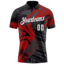 Загрузить изображение в средство просмотра галереи, Custom Black White-Red 3D Bowling Abstract Grunge Art Performance Polo Shirt