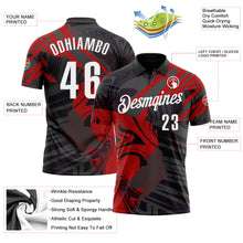 Загрузить изображение в средство просмотра галереи, Custom Black White-Red 3D Bowling Abstract Grunge Art Performance Polo Shirt