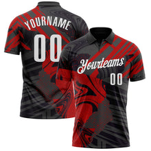 Загрузить изображение в средство просмотра галереи, Custom Black White-Red 3D Bowling Abstract Grunge Art Performance Polo Shirt