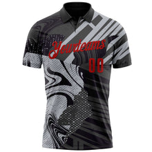 Загрузить изображение в средство просмотра галереи, Custom Black Red-Gray 3D Bowling Abstract Grunge Art Performance Polo Shirt