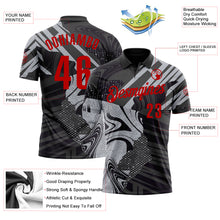 Загрузить изображение в средство просмотра галереи, Custom Black Red-Gray 3D Bowling Abstract Grunge Art Performance Polo Shirt