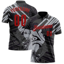 Загрузить изображение в средство просмотра галереи, Custom Black Red-Gray 3D Bowling Abstract Grunge Art Performance Polo Shirt