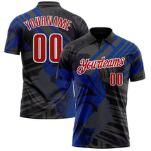 Загрузить изображение в средство просмотра галереи, Custom Black Red-Royal 3D Bowling Abstract Grunge Art Performance Polo Shirt