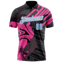 Загрузить изображение в средство просмотра галереи, Custom Black Light Blue-Pink 3D Bowling Abstract Grunge Art Performance Polo Shirt
