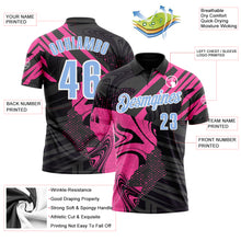 Загрузить изображение в средство просмотра галереи, Custom Black Light Blue-Pink 3D Bowling Abstract Grunge Art Performance Polo Shirt