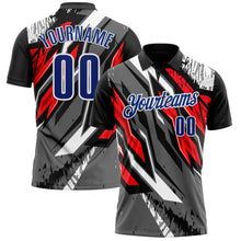 Загрузить изображение в средство просмотра галереи, Custom Black Royal Gray-Red 3D Bowling Abstract Grunge Art Performance Polo Shirt