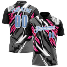 Загрузить изображение в средство просмотра галереи, Custom Black Light Blue Gray-Pink 3D Bowling Abstract Grunge Art Performance Polo Shirt