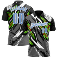 Загрузить изображение в средство просмотра галереи, Custom Black Light Blue Gray Neon Green-Red 3D Bowling Abstract Grunge Art Performance Polo Shirt
