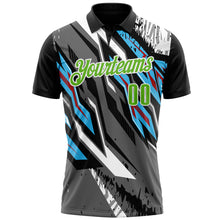 Загрузить изображение в средство просмотра галереи, Custom Black Aurora Green Gray Sky Blue-Red 3D Bowling Abstract Grunge Art Performance Polo Shirt