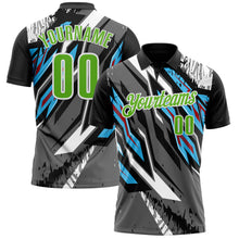Загрузить изображение в средство просмотра галереи, Custom Black Aurora Green Gray Sky Blue-Red 3D Bowling Abstract Grunge Art Performance Polo Shirt