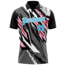Загрузить изображение в средство просмотра галереи, Custom Black Sky Blue Gray Light Pink-Red 3D Bowling Abstract Grunge Art Performance Polo Shirt