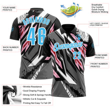 Загрузить изображение в средство просмотра галереи, Custom Black Sky Blue Gray Light Pink-Red 3D Bowling Abstract Grunge Art Performance Polo Shirt