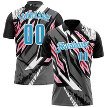 Загрузить изображение в средство просмотра галереи, Custom Black Sky Blue Gray Light Pink-Red 3D Bowling Abstract Grunge Art Performance Polo Shirt