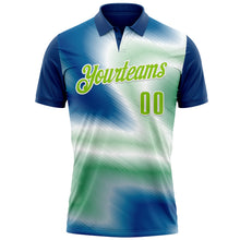 Загрузить изображение в средство просмотра галереи, Custom Shadow Blue Neon Green-White 3D Bowling Line Performance Polo Shirt