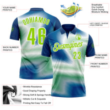 Загрузить изображение в средство просмотра галереи, Custom Shadow Blue Neon Green-White 3D Bowling Line Performance Polo Shirt