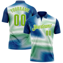 Загрузить изображение в средство просмотра галереи, Custom Shadow Blue Neon Green-White 3D Bowling Line Performance Polo Shirt