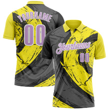 Загрузить изображение в средство просмотра галереи, Custom Light Yellow Light Purple-Steel Gray 3D Bowling Splash Ink Performance Polo Shirt