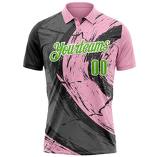 Загрузить изображение в средство просмотра галереи, Custom Light Pink Aurora Green-Steel Gray 3D Bowling Splash Ink Performance Polo Shirt