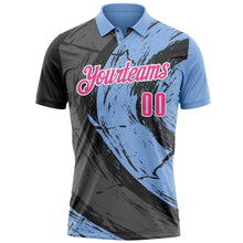 Загрузить изображение в средство просмотра галереи, Custom Light Blue Pink-Steel Gray 3D Bowling Splash Ink Performance Polo Shirt