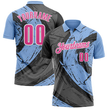 Загрузить изображение в средство просмотра галереи, Custom Light Blue Pink-Steel Gray 3D Bowling Splash Ink Performance Polo Shirt