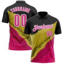 Загрузить изображение в средство просмотра галереи, Custom Black Pink-Old Gold 3D Bowling Splash Ink Performance Polo Shirt