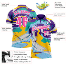 Загрузить изображение в средство просмотра галереи, Custom Purple Pink Yellow-Aqua 3D Bowling Splash Ink Performance Polo Shirt