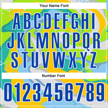 Laden Sie das Bild in den Galerie-Viewer, Custom Neon Green Thunder Blue Yellow-Aqua 3D Bowling Splash Ink Performance Polo Shirt