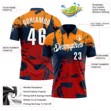 Загрузить изображение в средство просмотра галереи, Custom Navy Bay Orange-Red 3D Bowling Splash Ink Performance Polo Shirt