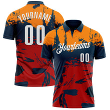 Загрузить изображение в средство просмотра галереи, Custom Navy Bay Orange-Red 3D Bowling Splash Ink Performance Polo Shirt