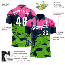Загрузить изображение в средство просмотра галереи, Custom Navy Pink-Aurora Green 3D Bowling Splash Ink Performance Polo Shirt