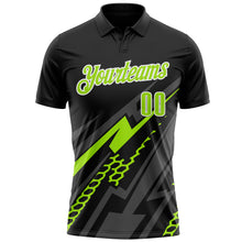 Загрузить изображение в средство просмотра галереи, Custom Black Neon Green-White 3D Bowling Geometric Shape Performance Polo Shirt