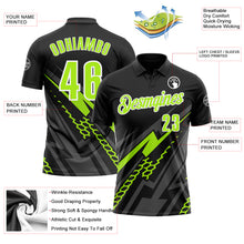 Загрузить изображение в средство просмотра галереи, Custom Black Neon Green-White 3D Bowling Geometric Shape Performance Polo Shirt