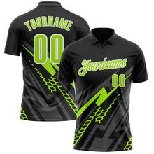 Загрузить изображение в средство просмотра галереи, Custom Black Neon Green-White 3D Bowling Geometric Shape Performance Polo Shirt