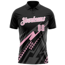 Загрузить изображение в средство просмотра галереи, Custom Black Light Pink-White 3D Bowling Geometric Shape Performance Polo Shirt