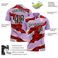 Загрузить изображение в средство просмотра галереи, Custom Light Purple Black-Red 3D Bowling Torn Paper Style Performance Polo Shirt