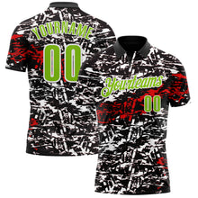 Загрузить изображение в средство просмотра галереи, Custom Black Neon Green-Red 3D Bowling Abstract Grunge Art Performance Polo Shirt