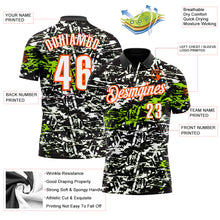 Загрузить изображение в средство просмотра галереи, Custom Black Neon Green-Orange 3D Bowling Abstract Grunge Art Performance Polo Shirt